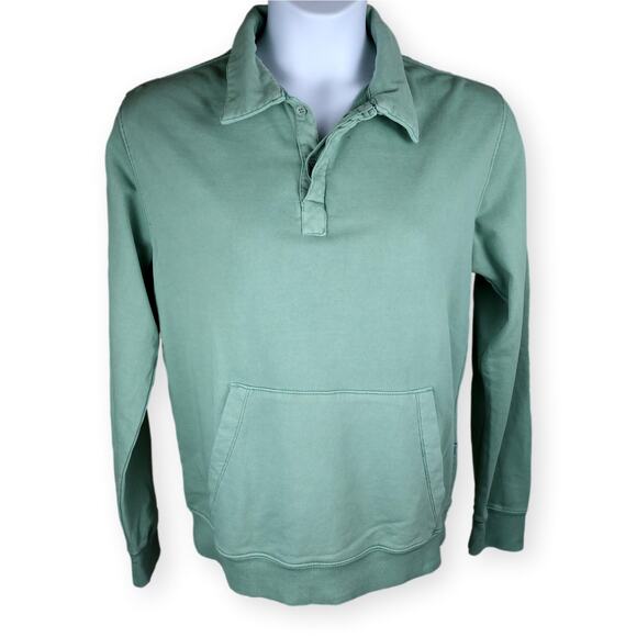 Onia Mens GreenCollared Sweatshirt w/ Front Pouch Pocket M NWT - Picture 1 of 10